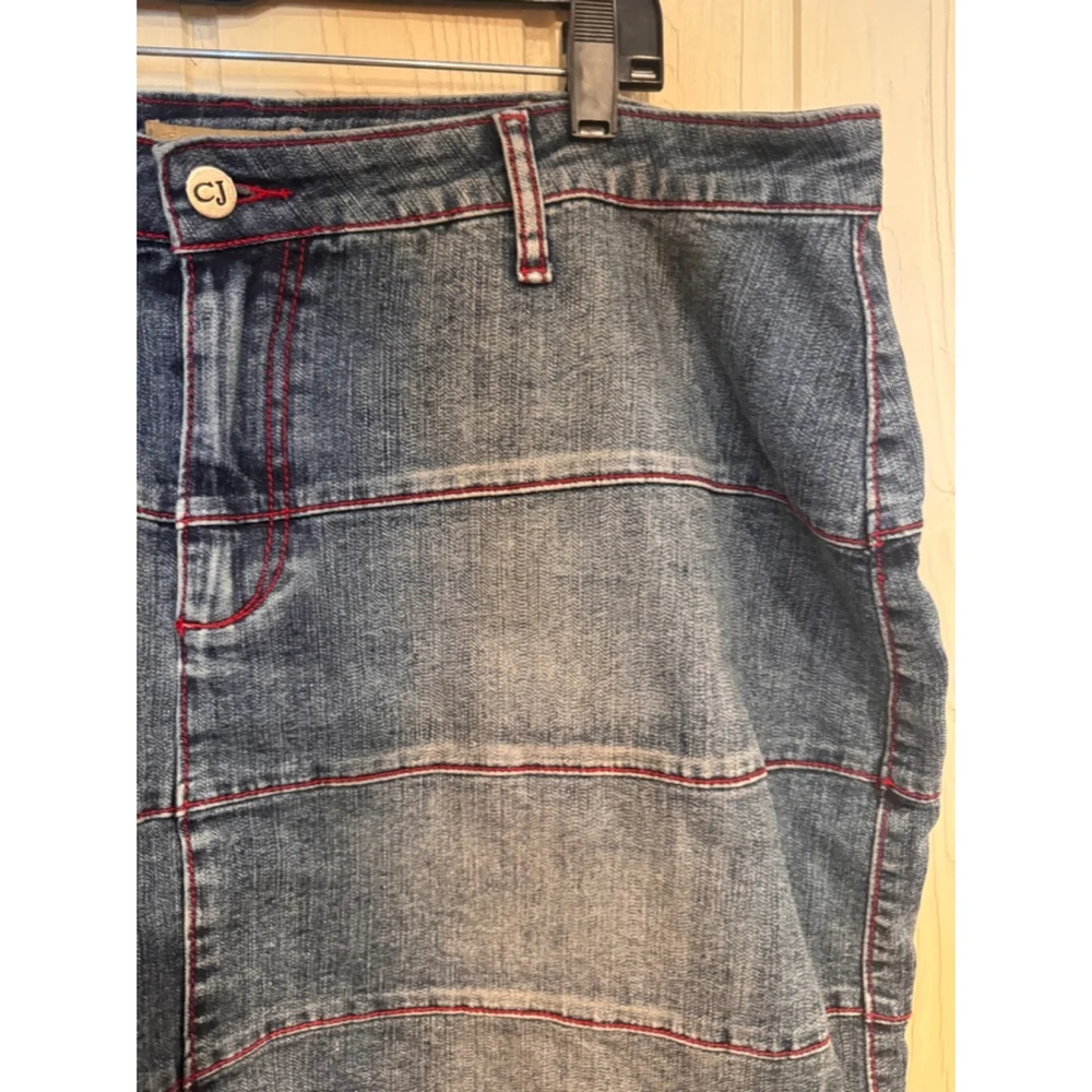 Crest Jeans Denim Skirt Bandana Ruffle Trim Size 19 20 - Picture 3 of 11